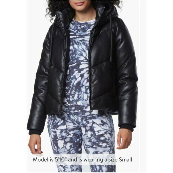Andrew Marc Performance Hooded Puffer Faux Leather‎ Jacket Coat Size 1X NWT - Picture 4 of 8